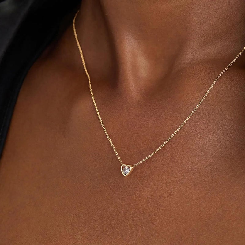 Ieftop Valentines Birthday Gifts for Women Teen Girls - Dainty 14K Gold/Silver Plated Cute Heart Handmade Disc Circle Bee Choker Adjustable Necklace for Women Teenage Girl Trendy Jewelry - Image 3